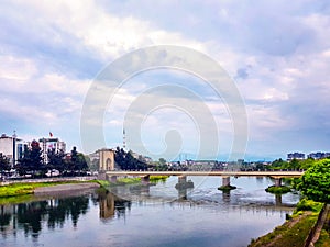 The view of YeÃÅ¸ilÃÂ±rmak river in Ãâ¡arÃÅ¸amba district of Samsun city. photo